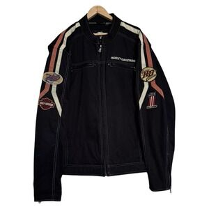 Harley Davidson H-D Motorcycle Riding Jacket Lined Full Zip Men's XL Black